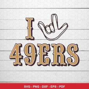 minimalist, vintage typography with a simple hand sign illustration 49ers player SVG for Cricut and Silhouette