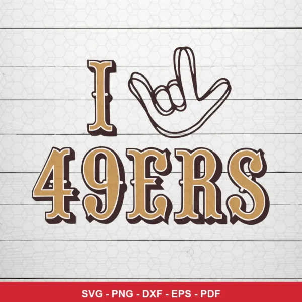 minimalist, vintage typography with a simple hand sign illustration 49ers player SVG for Cricut and Silhouette