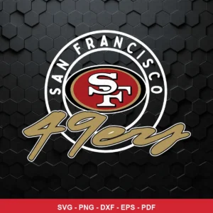 modern, clean, and minimalistic with a hexagonal textured background 49ers logo SVG for Cricut and Silhouette