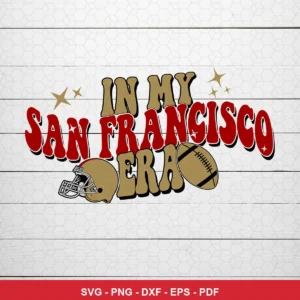 vintage cartoon style with bold, playful typography and simple football-themed graphics 49ers player SVG for cutting machines