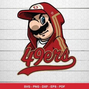 modern cartoon style with bold outlines and vibrant colors 49ers player SVG expressing team pride for Cricut and Silhouette