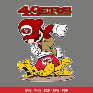 cartoon, modern, bold lines with vibrant colors 49ers logo SVG expressing mockery and dominance for Cricut and Silhouette