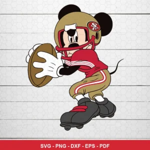 cartoon, modern, playful 49ers player SVG expressing neutral, playful for Cricut and Silhouette