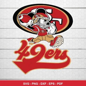 cartoon, vintage-inspired with modern clean lines 49ers player SVG for Cricut and Silhouette