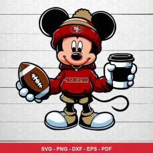 modern cartoon style with clean lines and vibrant colors 49ers player SVG for Cricut and Silhouette