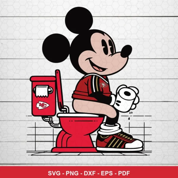 cartoon, modern with clean lines and bold colors 49ers player SVG expressing mockery and dominance for Cricut and Silhouette