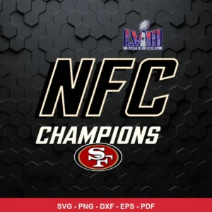 modern, sleek, minimalistic 49ers player SVG expressing celebration/pride featuring nfc text for Cricut and Silhouette