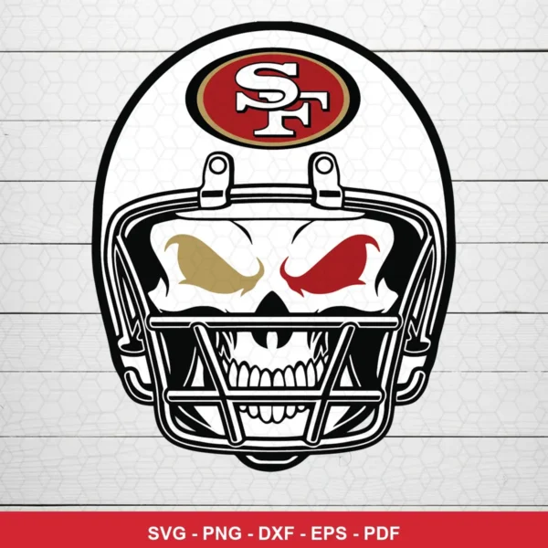 modern cartoon with bold lines and a skull motif 49ers skull SVG featuring skull for Cricut and Silhouette