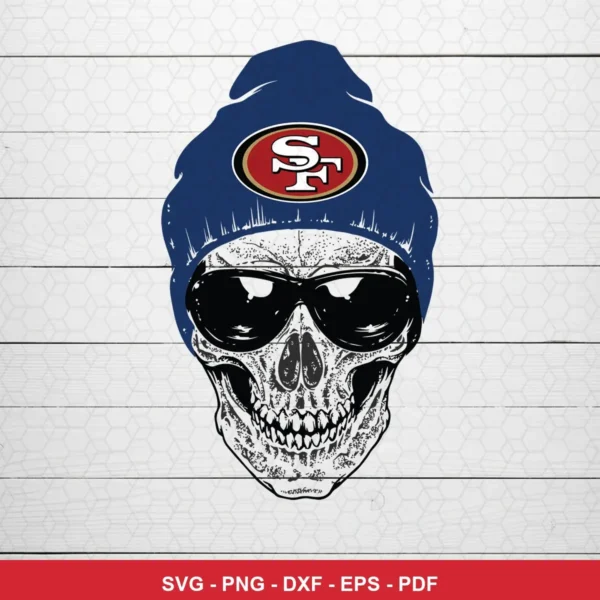 modern cartoon with edgy skull illustration 49ers skull SVG expressing neutral/edgy featuring skull for Cricut and Silhouette