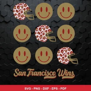 modern cartoon with a playful pattern focus 49ers helmet SVG expressing victory celebration for Cricut and Silhouette