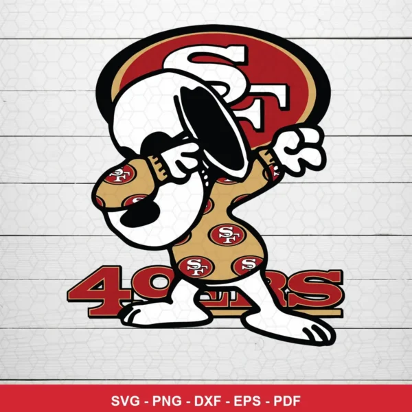 cartoon style with modern sports branding elements 49ers player SVG expressing celebration/pride for Cricut and Silhouette