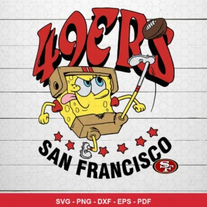 cartoon, playful, modern with bold colors and dynamic pose 49ers player SVG for Cricut and Silhouette