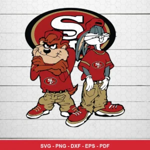 modern cartoon style with bold outlines and vibrant colors 49ers player SVG for Cricut and Silhouette