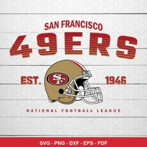 vintage, clean, minimalist vintage 49ers SVG expressing nostalgia and team pride for Cricut and Silhouette