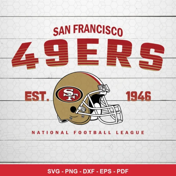 vintage, clean, minimalist vintage 49ers SVG expressing nostalgia and team pride for Cricut and Silhouette