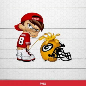 cartoon, modern digital illustration 49ers helmet SVG expressing mockery and dominance for Cricut and Silhouette