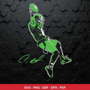 modern, stylized silhouette with neon green and black contrast Seahawks SVG for Cricut and Silhouette