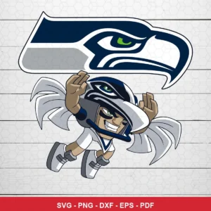 modern cartoon style with bold lines and exaggerated features Seahawks SVG for Cricut and Silhouette