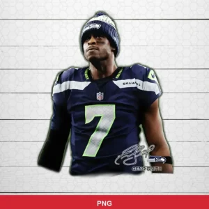 modern photographic with digital enhancement Seahawks player SVG expressing neutral, focused for Cricut and Silhouette