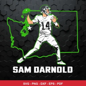 modern cartoon style with bold outlines and minimal color palette Seahawks player SVG for Cricut and Silhouette