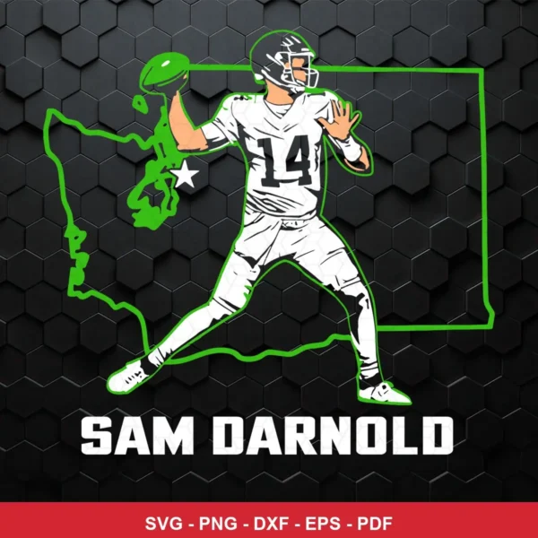 modern cartoon style with bold outlines and minimal color palette Seahawks player SVG for Cricut and Silhouette