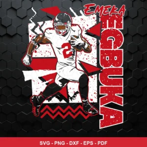 modern cartoon style with dynamic action pose and bold graphic elements Nfl player SVG for Cricut and Silhouette