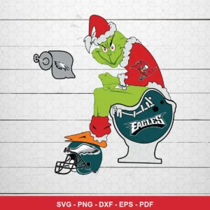 cartoon style with bold outlines and bright colors Eagles Grinch SVG for Cricut and Silhouette