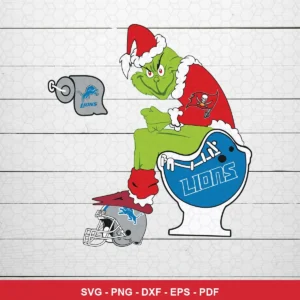 cartoon style with bold outlines and bright colors, humorous and satirical Nfl Grinch SVG for Cricut and Silhouette