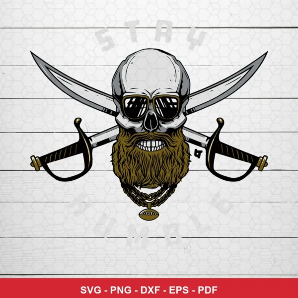 modern cartoon with edgy pirate/skull theme Nfl skull SVG expressing neutral, emblematic for Cricut and Silhouette