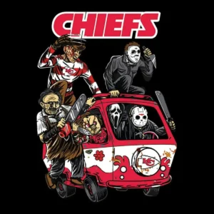 bold and playful, with a vintage horror theme Chiefs classic SVG design showing excitement and nostalgia for Cricut and Silhouette cutting machines
