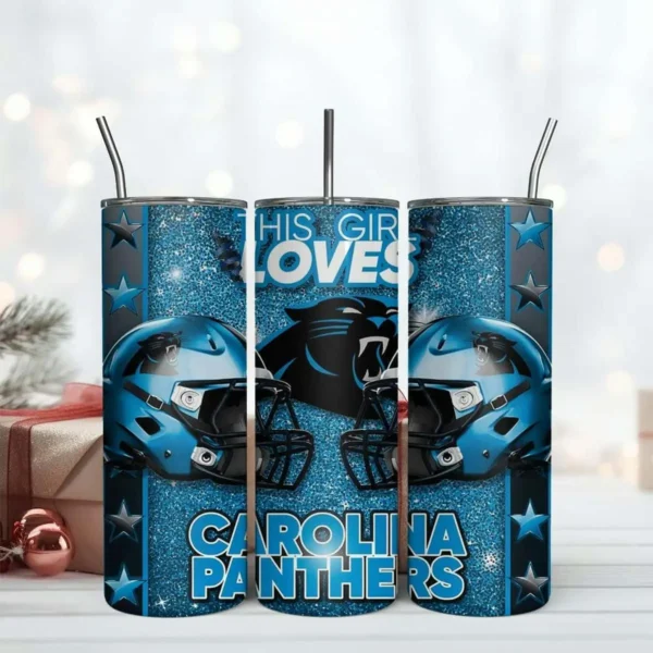 This Girl Love Panthers 20oz Tumbler Wrap Design PNG
