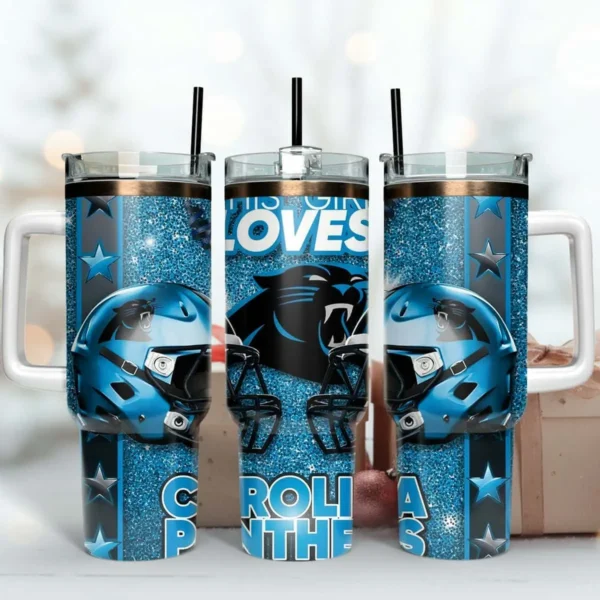 This Girl Love Panthers 40oz Tumbler Wrap Design PNG