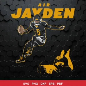 modern cartoon style with dynamic action lines and bold outlines Nfl player SVG for Cricut and Silhouette