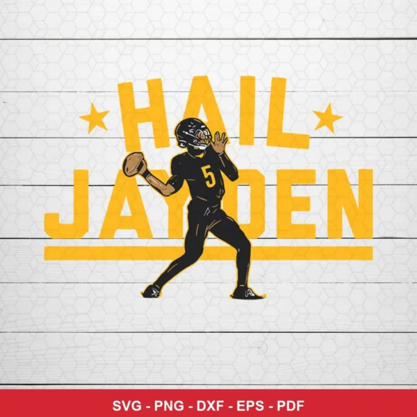 modern minimalist cartoon style with bold typography Nfl player SVG expressing celebration/pride for Cricut and Silhouette
