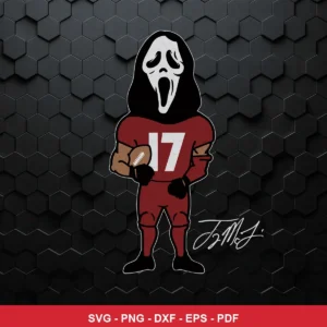 modern cartoon style with a dark, minimalistic background Nfl player SVG expressing neutral for Cricut and Silhouette