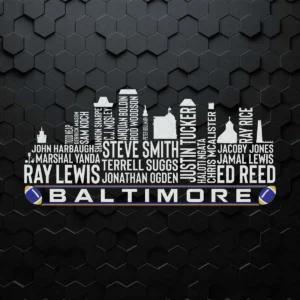 Baltimore Football Team All Time Legends Baltimore City Skyline SVG