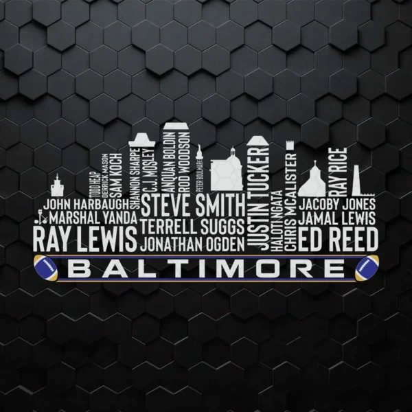 Baltimore Football Team All Time Legends Baltimore City Skyline SVG