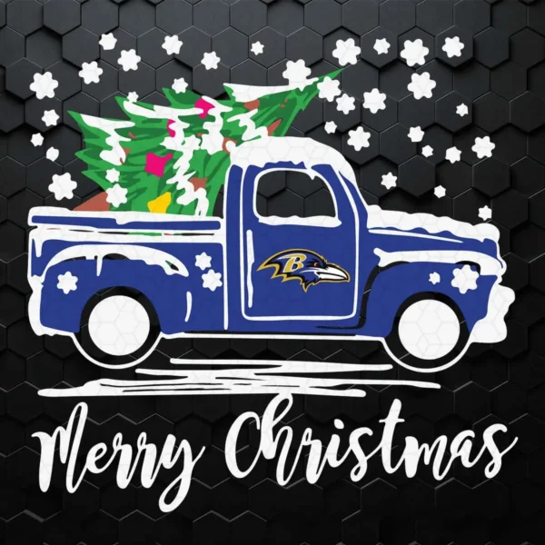 Baltimore Ravens Christmas Truck SVG Clipart for Cricut and Silhouette