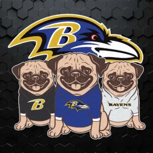 Baltimore Ravens Pugs Trio SVG Cricut File