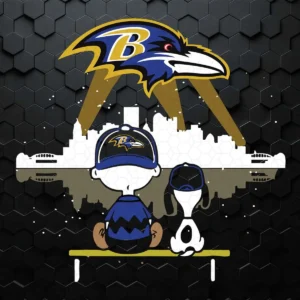Baltimore Ravens Snoopy And Peanut SVG - City Skyline Edition