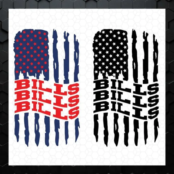 Buffalo Bills American Flag Football SVG PNG Dxf Eps Cut Files