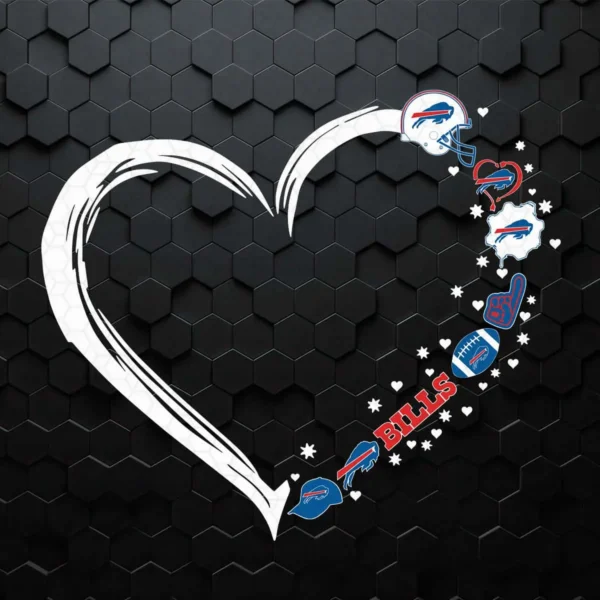 Buffalo Bills Heart SVG PNG Dxf Eps Transparent Background