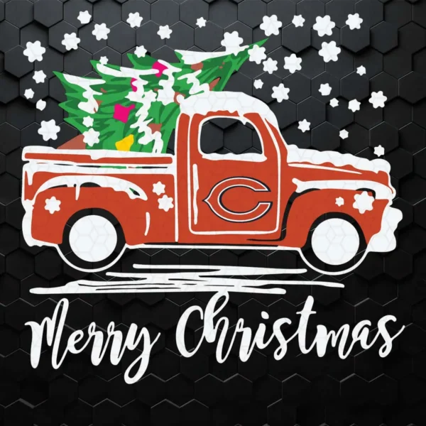 Chicago Bears Truck Merry Christmas Tree SVG Cricut File