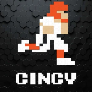 modern with a pixel art influence Bengals classic SVG design showing excitement for Cricut and Silhouette cutting machines