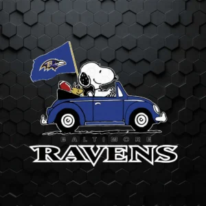 Funny Snoopy Driving Volkswagen Baltinmore Ravens SVG