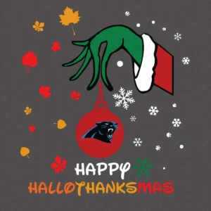 Happy Halloween Thanksgiving Christmas Grinch Carolina Panthers SVG