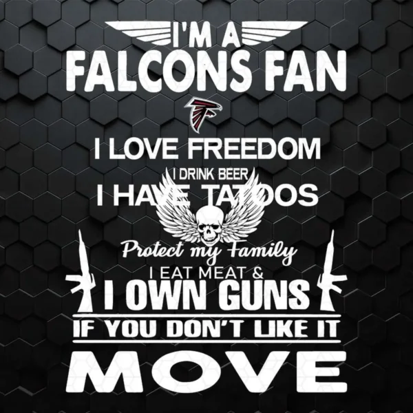 I'm A Atlanta Falcons Fan I Love Freedom I Drink Beer I Have Tattoos SVG