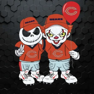 Jack Skellington And Pennywise Chicago Bears Go Big Red SVG