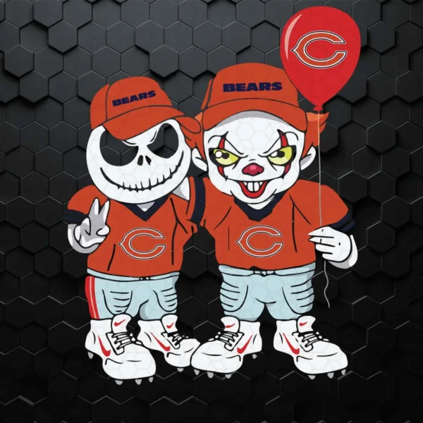 Jack Skellington And Pennywise Chicago Bears Go Big Red SVG