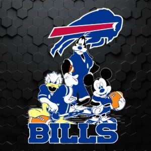 Mickey Donald Goofy The Three Buffalo Bills Football SVG
